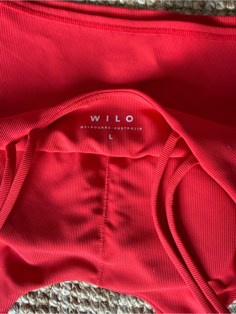 WILO Ribbed Longline Sports Bra Crop Tank Red Size L - Picture 3 of 5